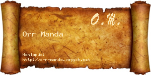 Orr Manda névjegykártya